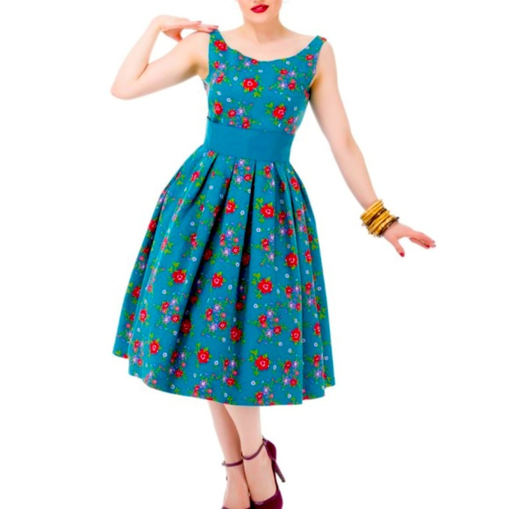 Lindy Bop Lana Teal Floral 💙